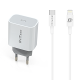 Alimentator incarcator rapid compatibil iPhone lightning 5,6,7,8,X,XR,XS,11,12 (C/S/SE/PRO/PLUS/MAX), fast charge, USB-C, 18W, alb, cu cablu inclus